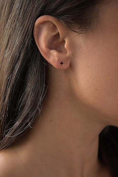 Round Ruby Earrings | Gold