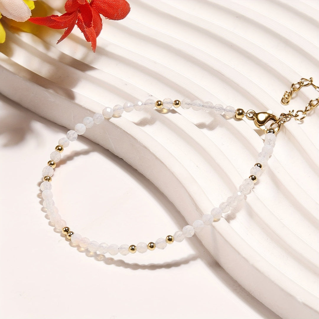 Bracelet en Pierre de Lune Naturelle et Pierre de Soleil