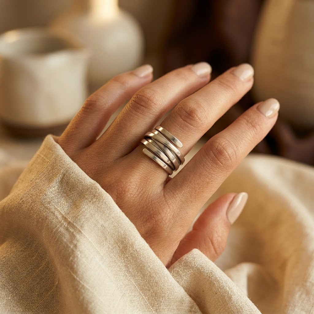 Multi-Band Wrap Ring in Silver
