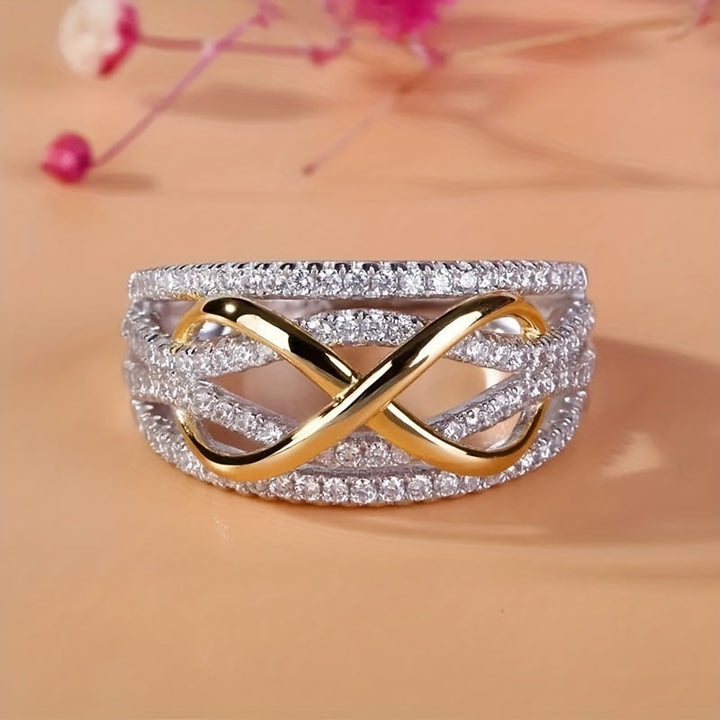 Bague Infini en Or Blanc Sertie de Zirconium