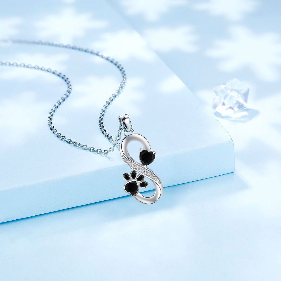 Collier Infini Coeurs avec Empreinte de Patte