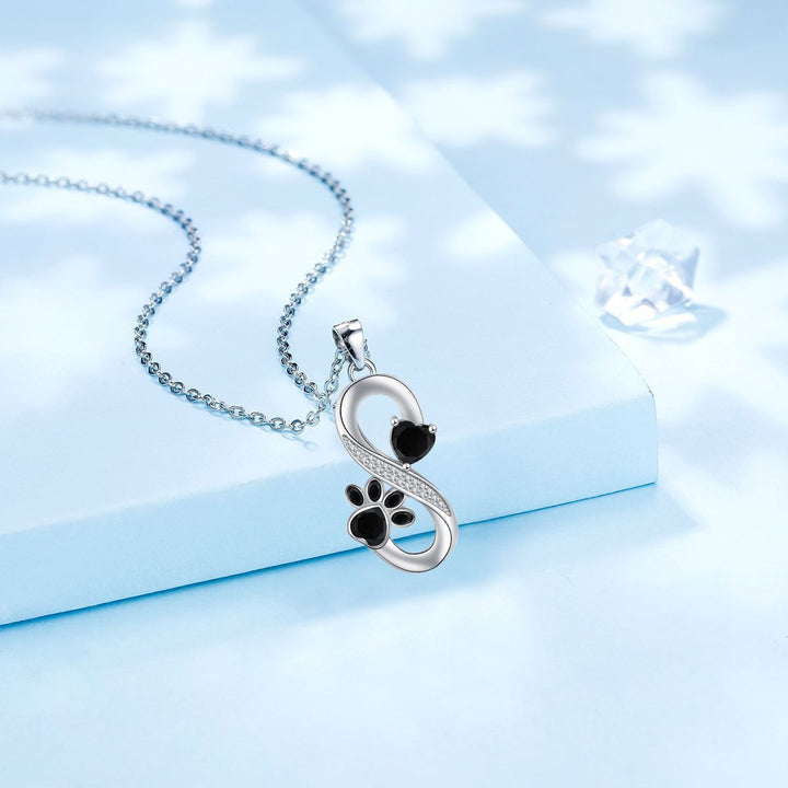 Collier Infini Coeurs avec Empreinte de Patte