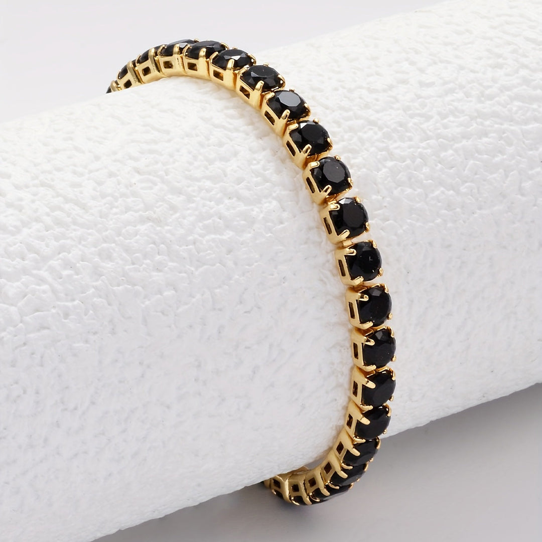Bracelet de Tennis à Motifs Carrés