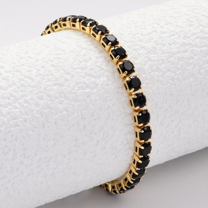 Bracelet de Tennis à Motifs Carrés