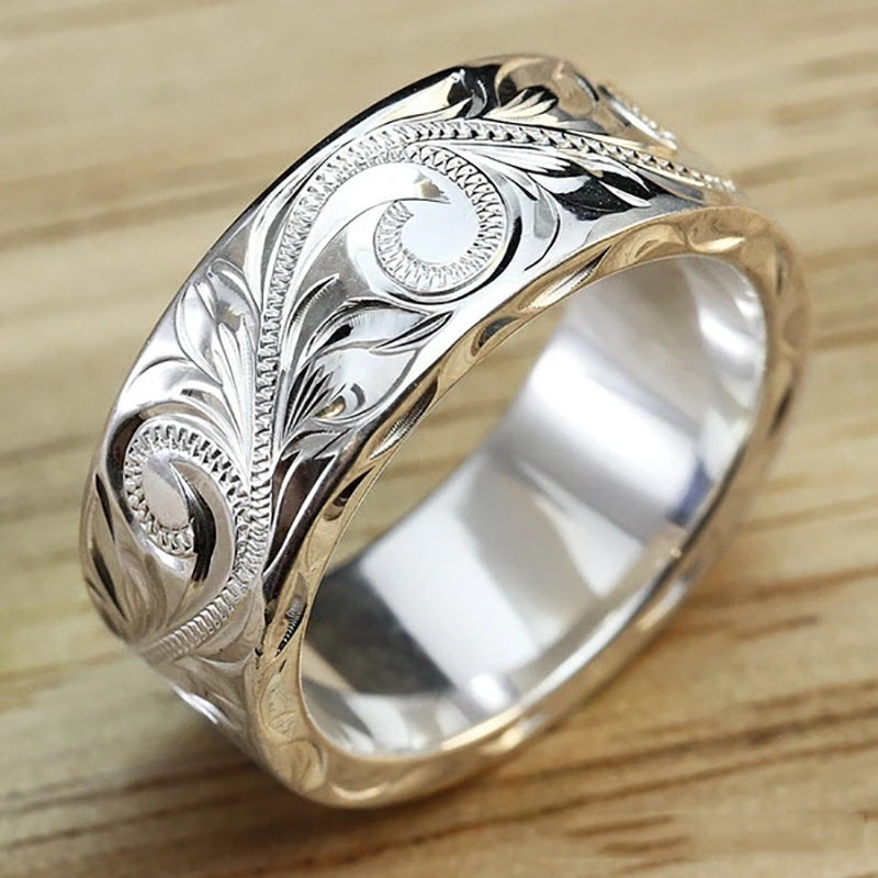 Bague Exquise en Feuille Sculptée à la Main