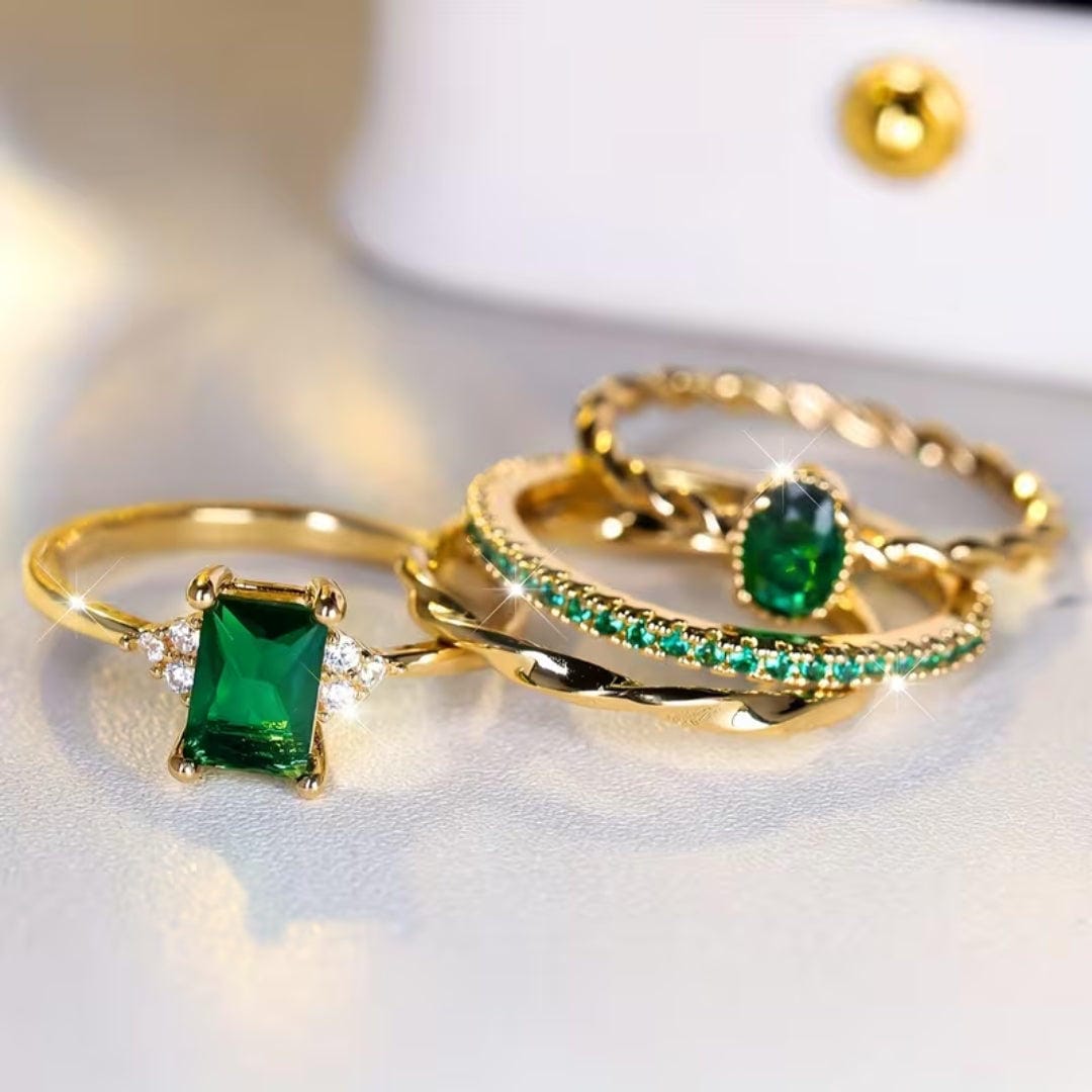 Bague Empilable Trio Émeraude