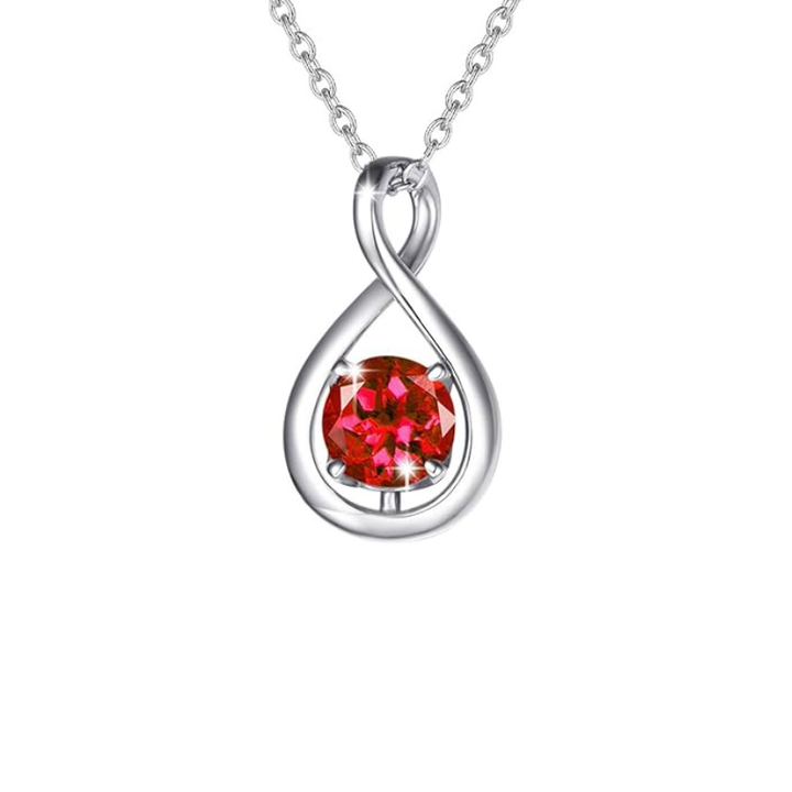 Infinity Ruby Pendant Necklace | White Gold
