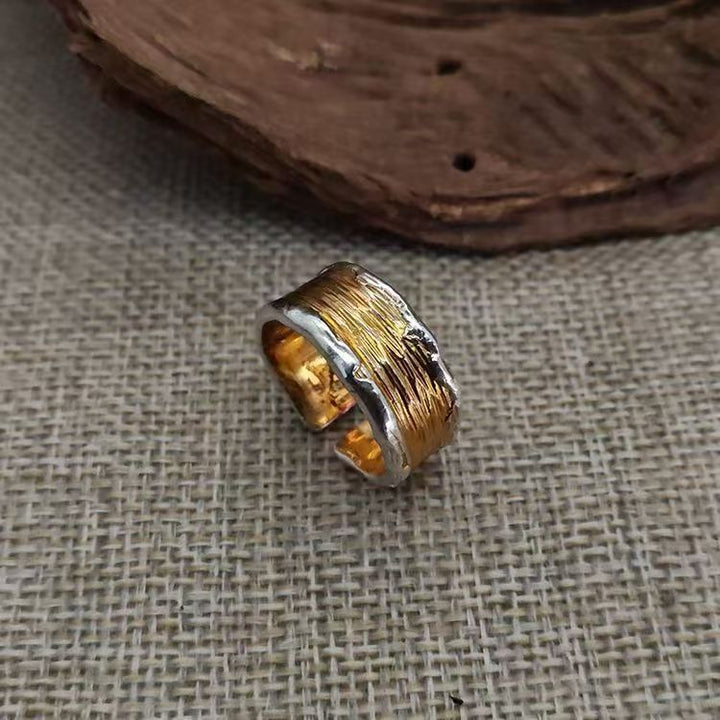 Bague Martelée en Argent et Or