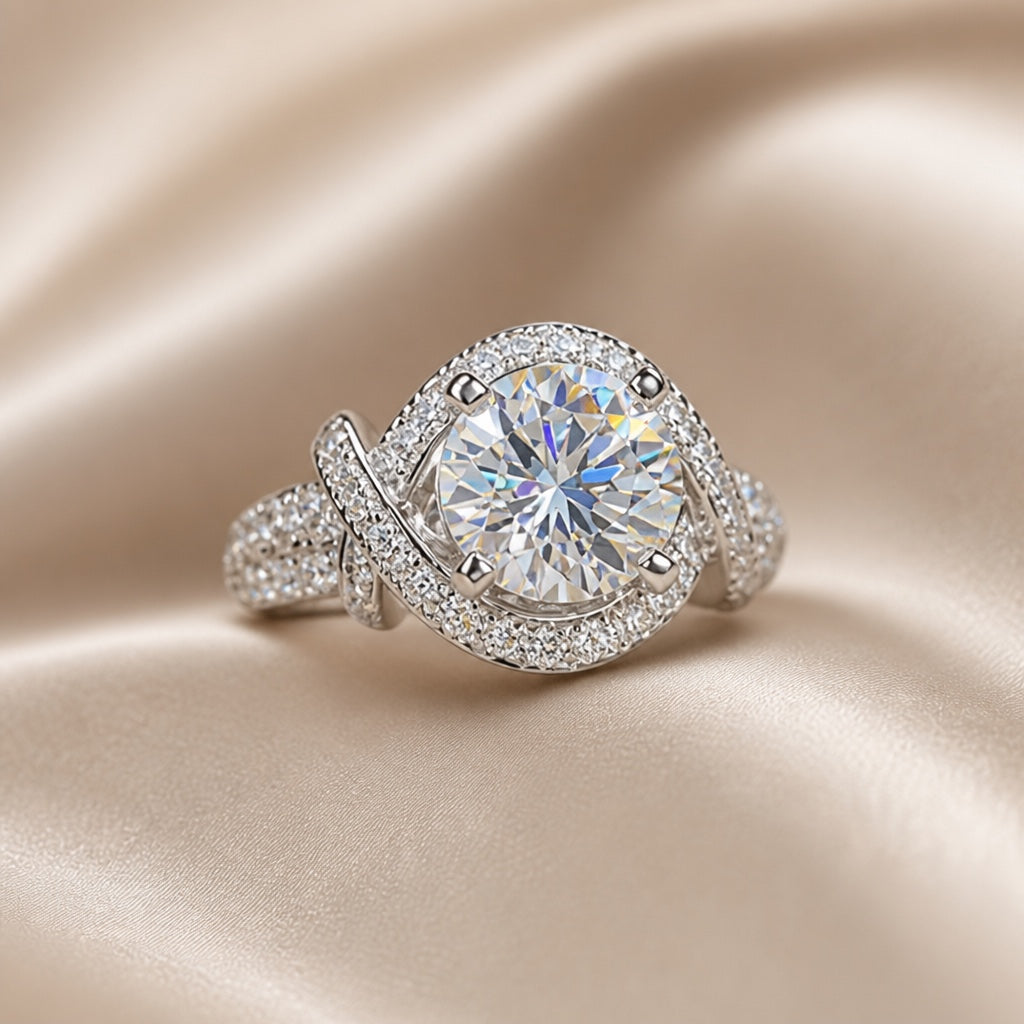 Bague Écartée en Moissanite Or Blanc