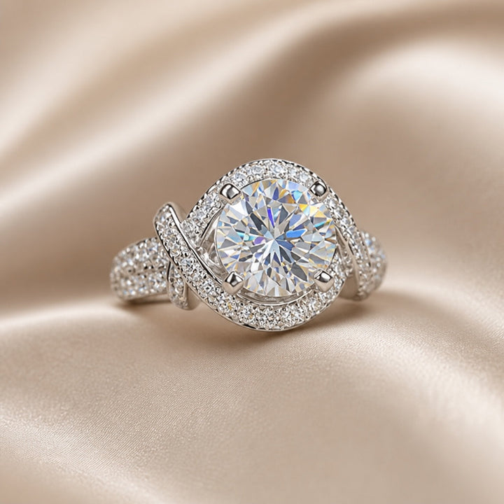 Bague Écartée en Moissanite Or Blanc