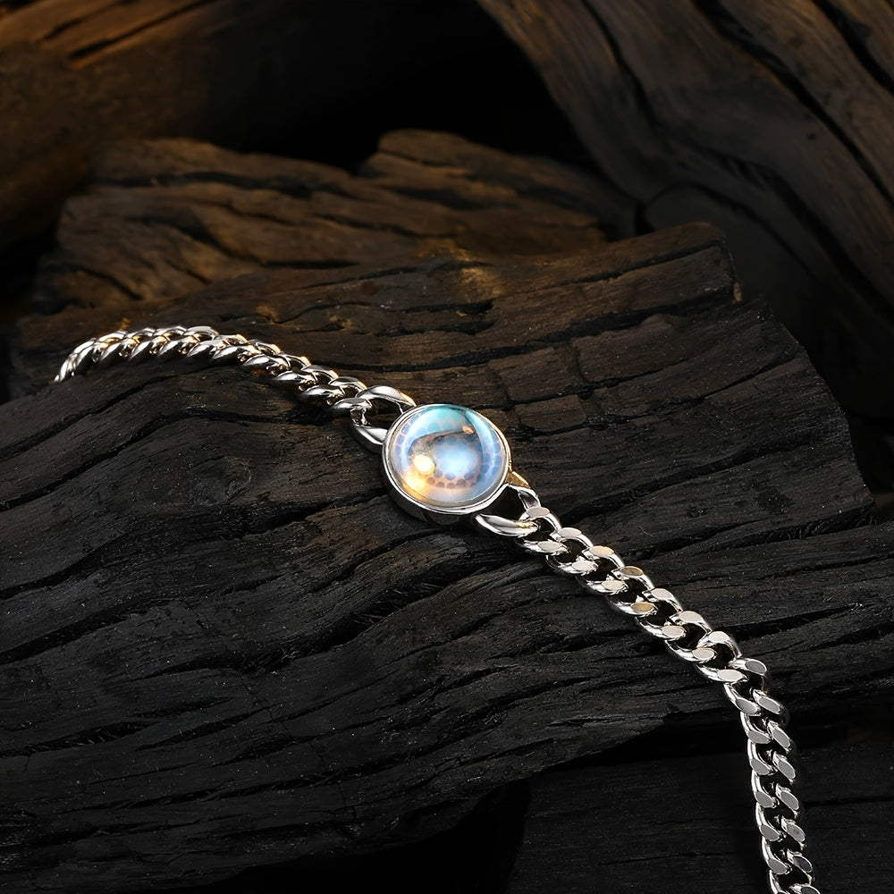 Bracelet personnalisé en argent et pierre de lune