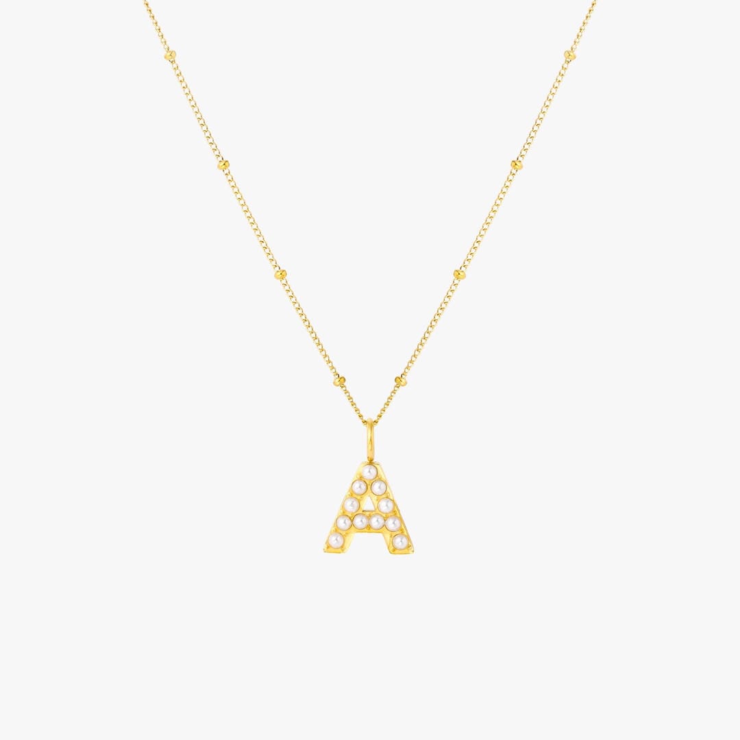 Collier Pendentif Initial en Perles