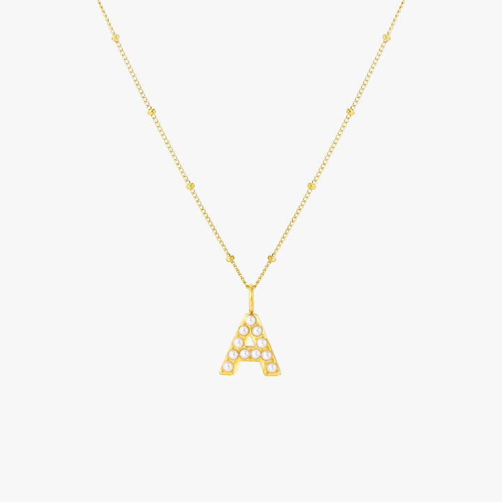 Collier Pendentif Initial en Perles