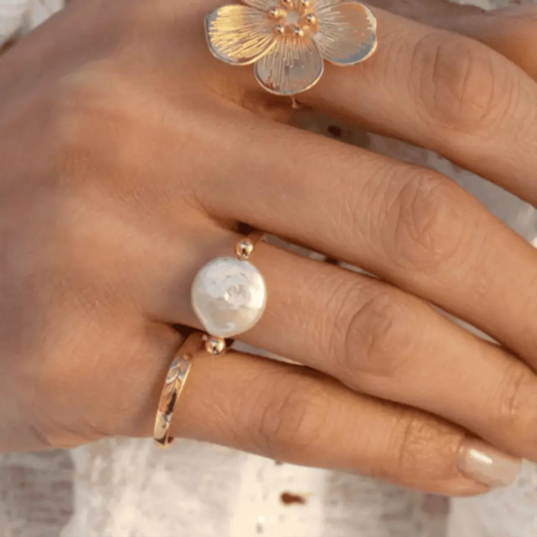Bague en Perle à Anneau Ouvert