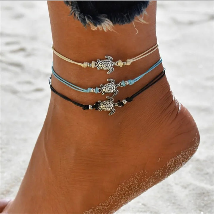 Bracelet de cheville en cuir de tortue marine
