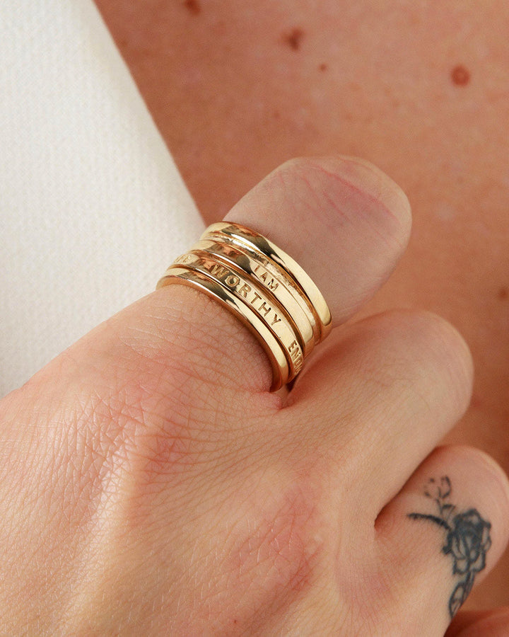 Fidget Ring with Empowering Engraving Gold Plated