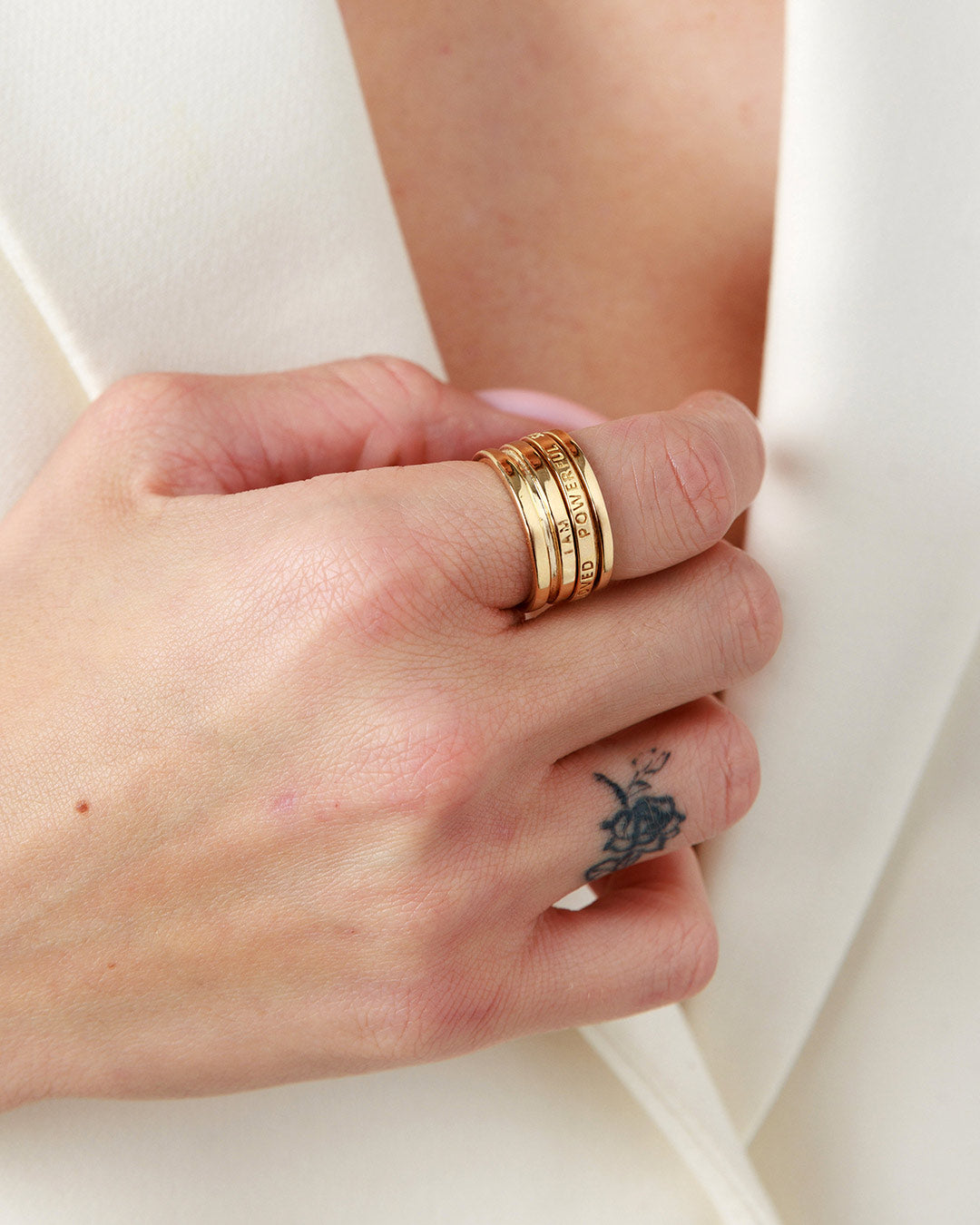 Fidget Ring with Empowering Engraving Gold Plated