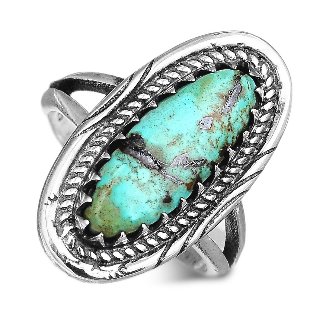 Southwestern Style Real Turquoise Ring in Sterling Silver