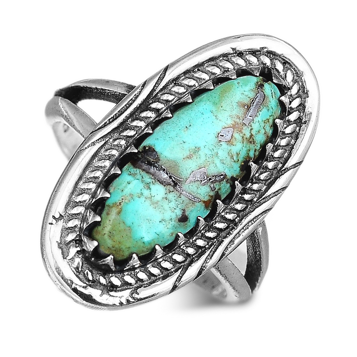 Southwestern Style Real Turquoise Ring in Sterling Silver