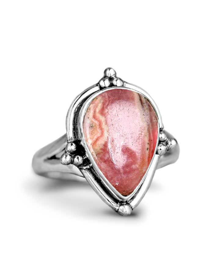 Teardrop Rhodochrosite Ring in Sterling Silver