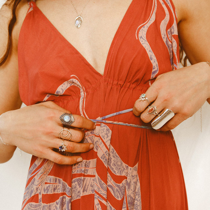 Teardrop Rhodochrosite Ring in Sterling Silver