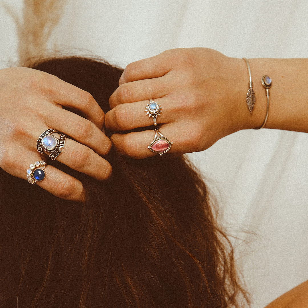 Teardrop Rhodochrosite Ring in Sterling Silver