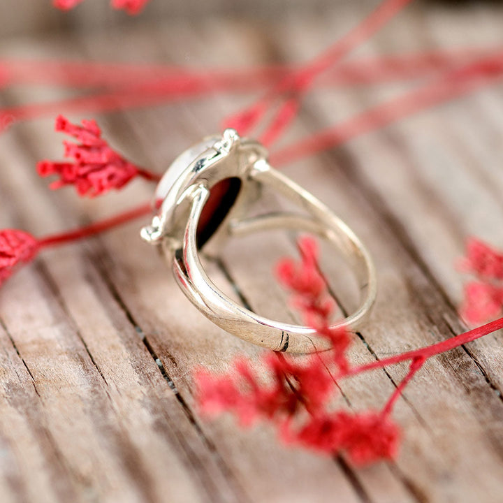 Teardrop Rhodochrosite Ring in Sterling Silver
