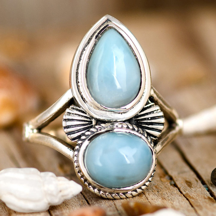Larimar Shell Ring in Sterling Silver