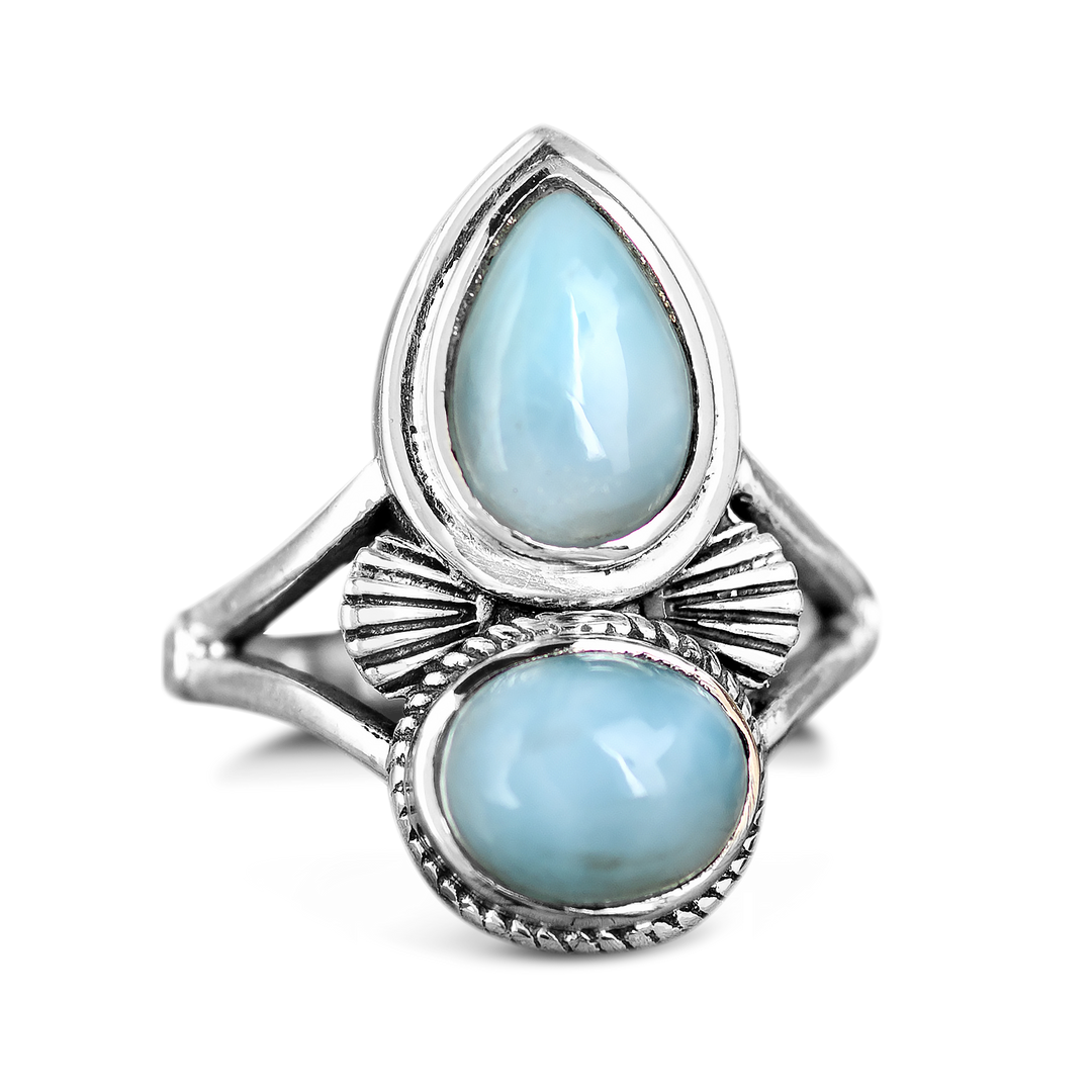 Larimar Shell Ring in Sterling Silver