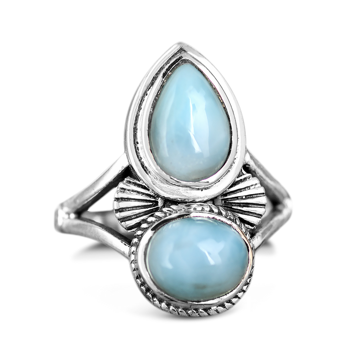 Larimar Shell Ring in Sterling Silver