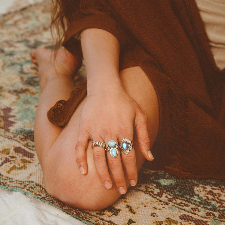 Larimar Shell Ring in Sterling Silver