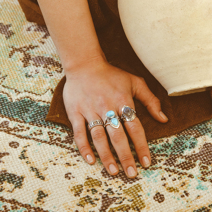 Larimar Shell Ring in Sterling Silver