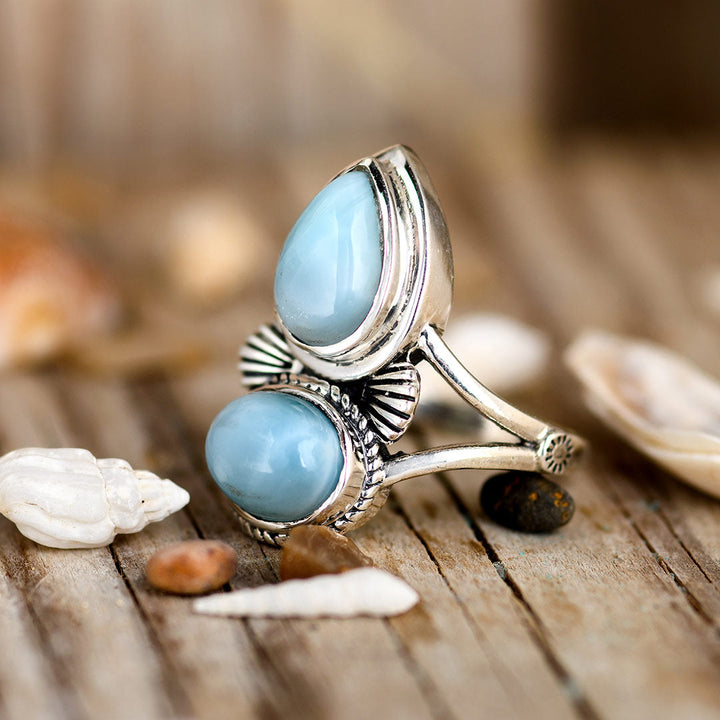 Larimar Shell Ring in Sterling Silver