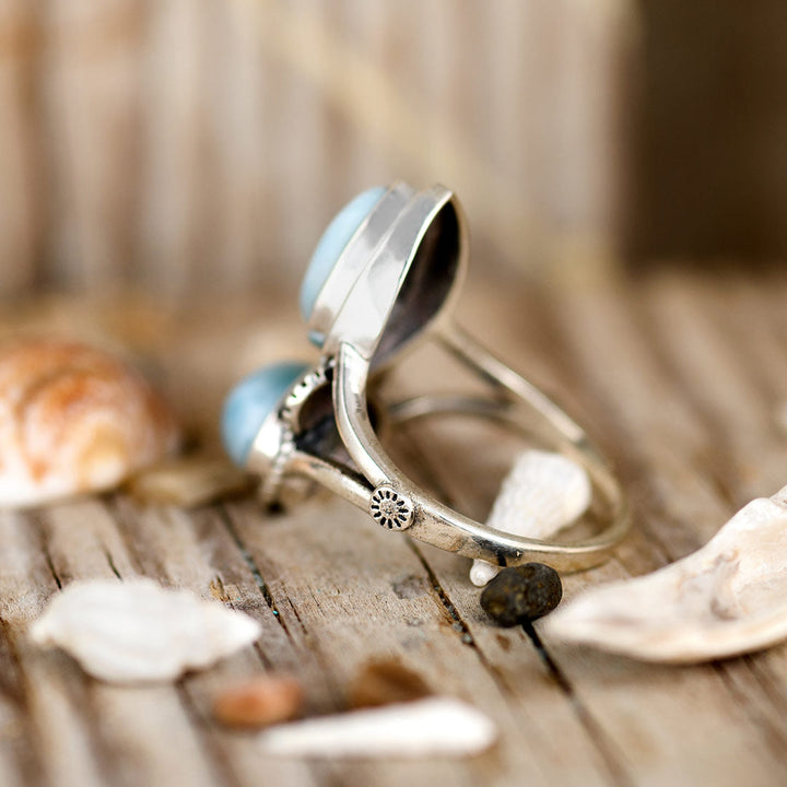 Larimar Shell Ring in Sterling Silver