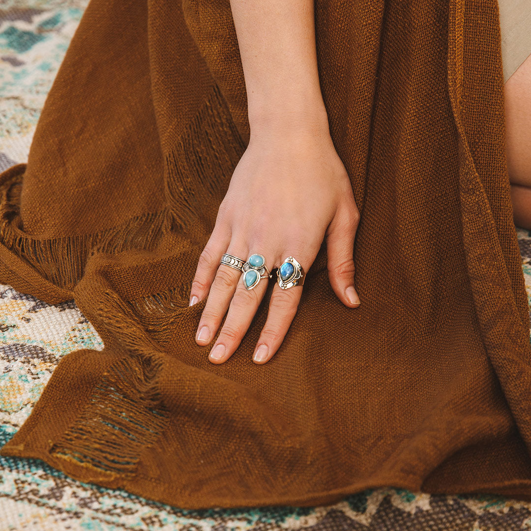 Larimar Shell Ring in Sterling Silver