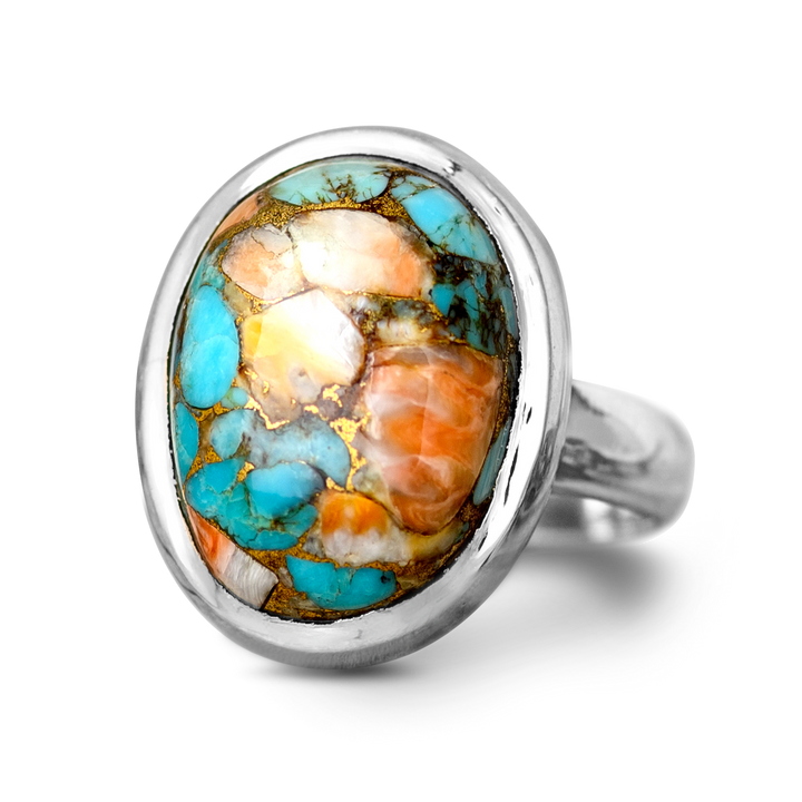 Oyster Copper Turquoise Ring in Sterling Silver