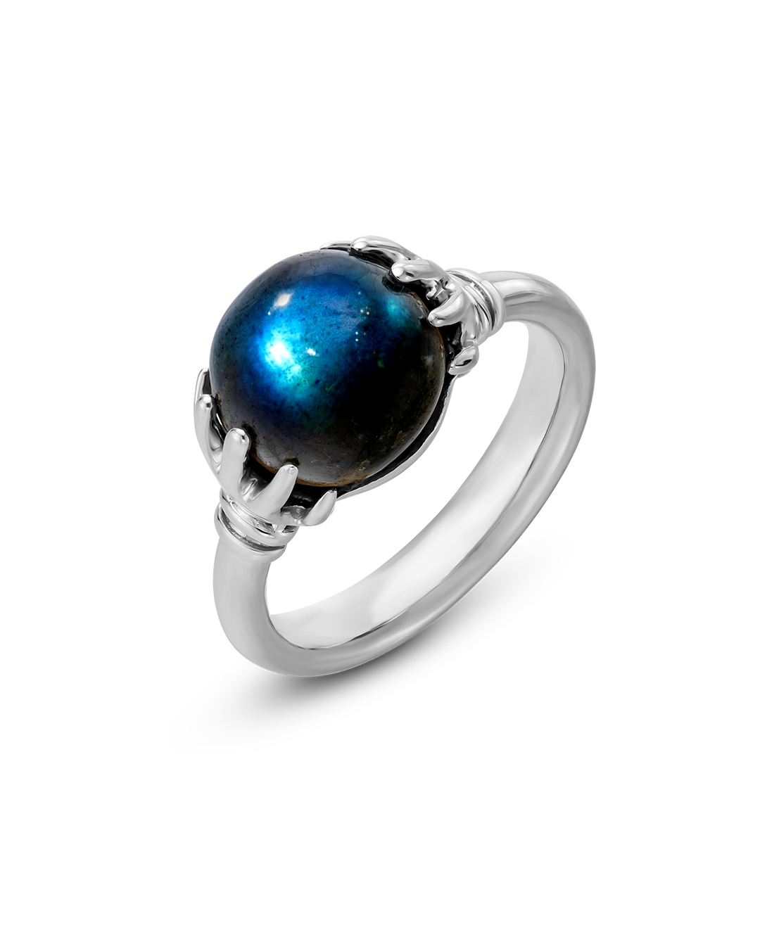 Mystic Hand Labradorite Crystal Ball Ring