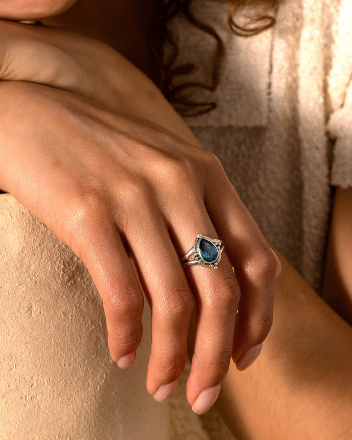 London Blue Topaz Teardrop Ring