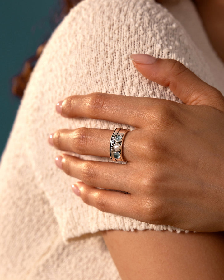 Stay Salty, Pearl and Aquamarine Fidget Ring