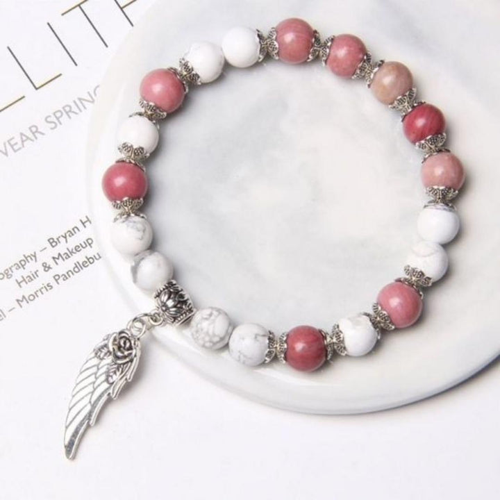 Bracelet en Argent avec Plume et Pierres