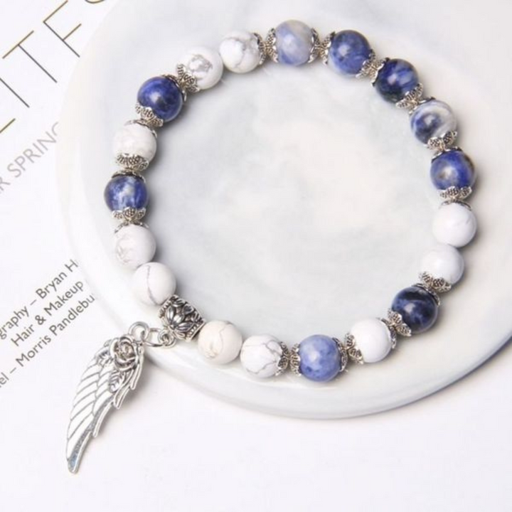 Bracelet en Argent avec Plume et Pierres