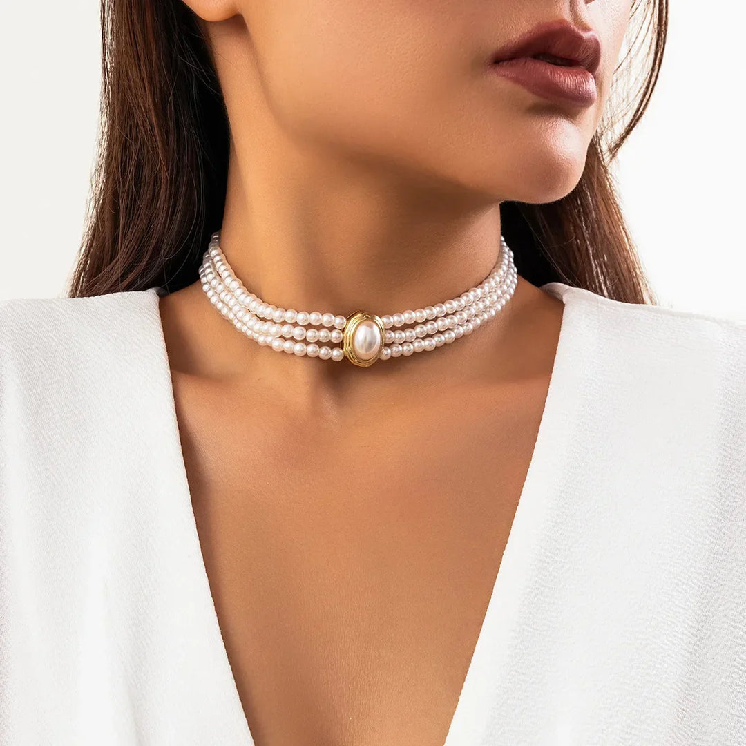 Collier Choker à Trois Fils Turquoise