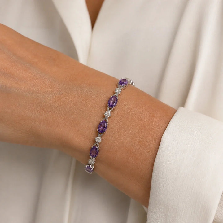 Bracelet en argent avec améthyste liée