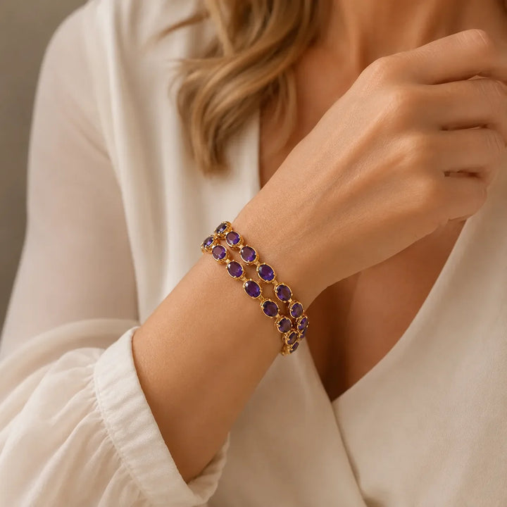 Bracelet en or avec améthystes