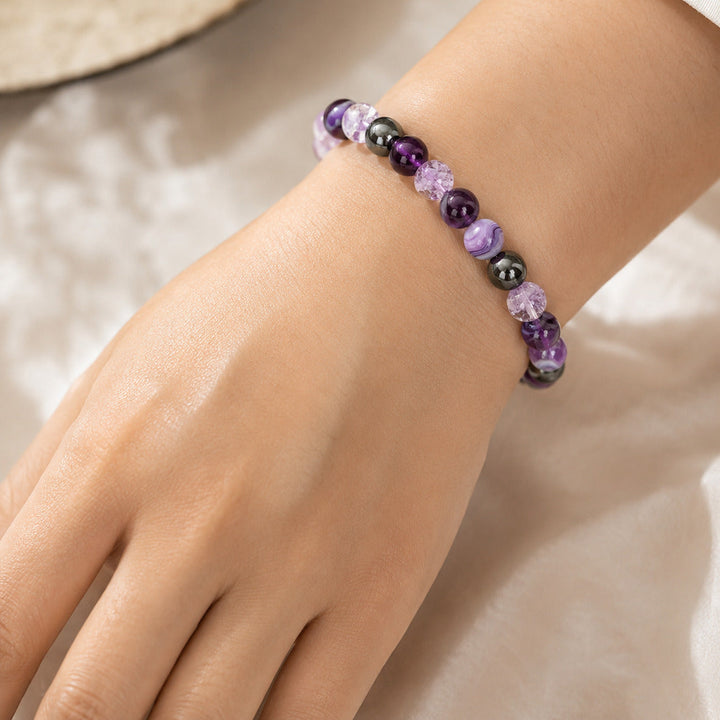 Bracelet en Agate Améthyste avec Charme
