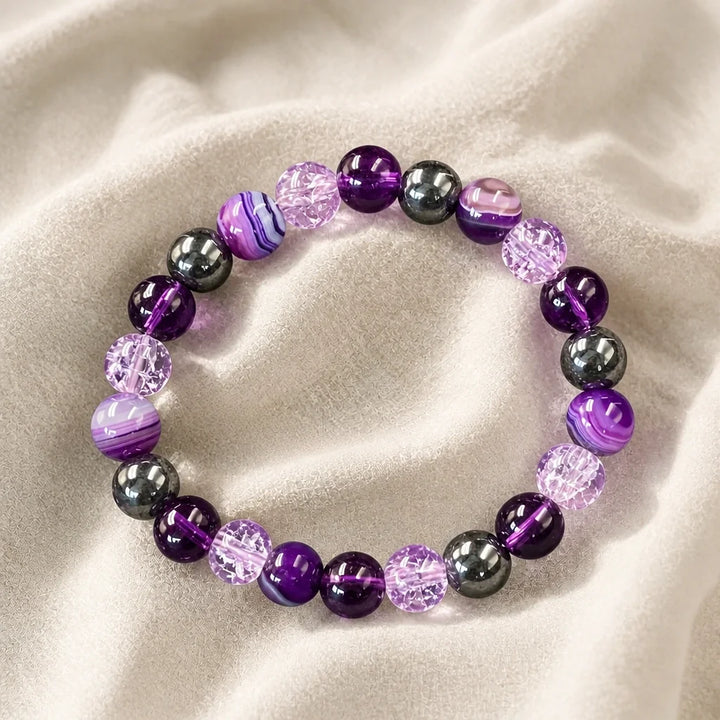 Bracelet en Agate Améthyste avec Charme