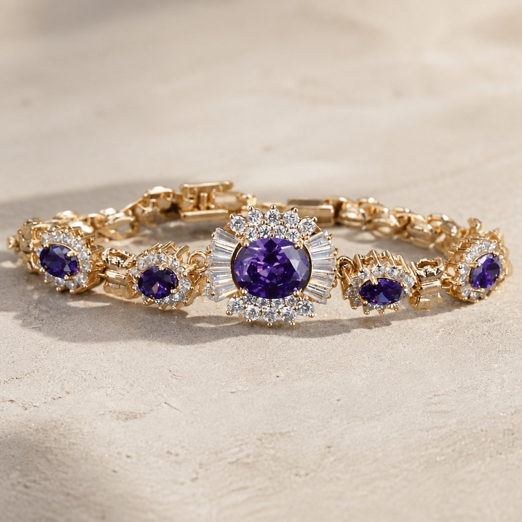 Bracelet en or avec un charm en améthyste