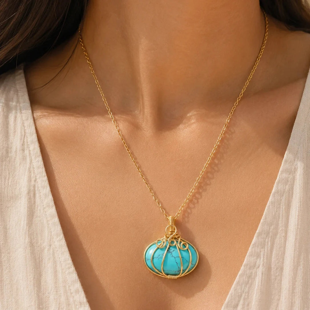 Collier Doré Sirène Antique avec Pendentif Fait Main