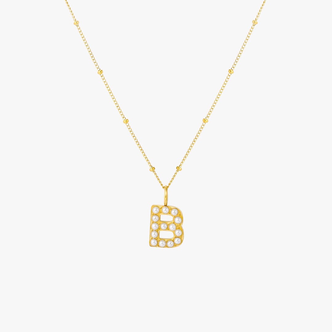 Collier Pendentif Initial en Perles