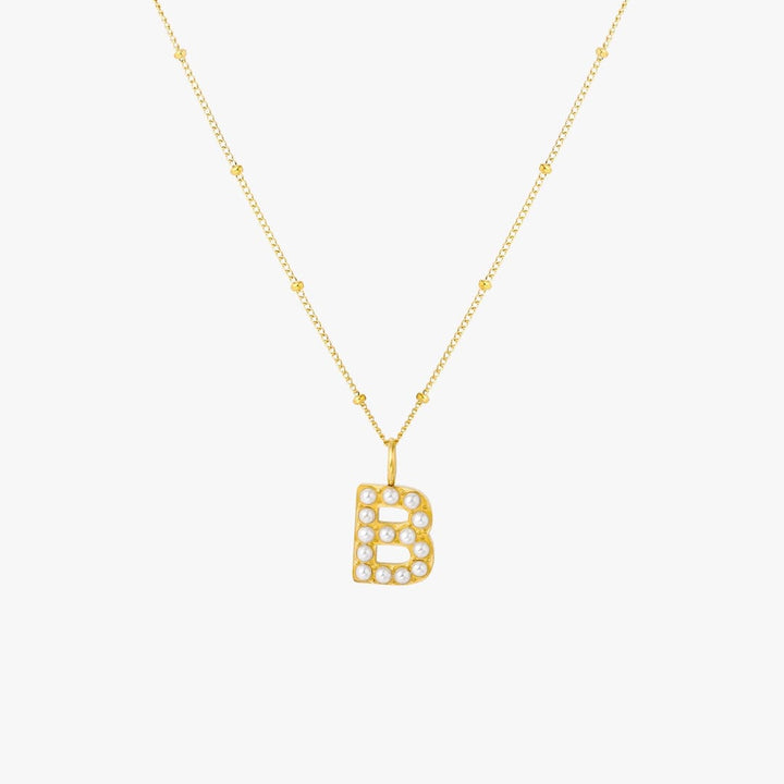 Collier Pendentif Initial en Perles